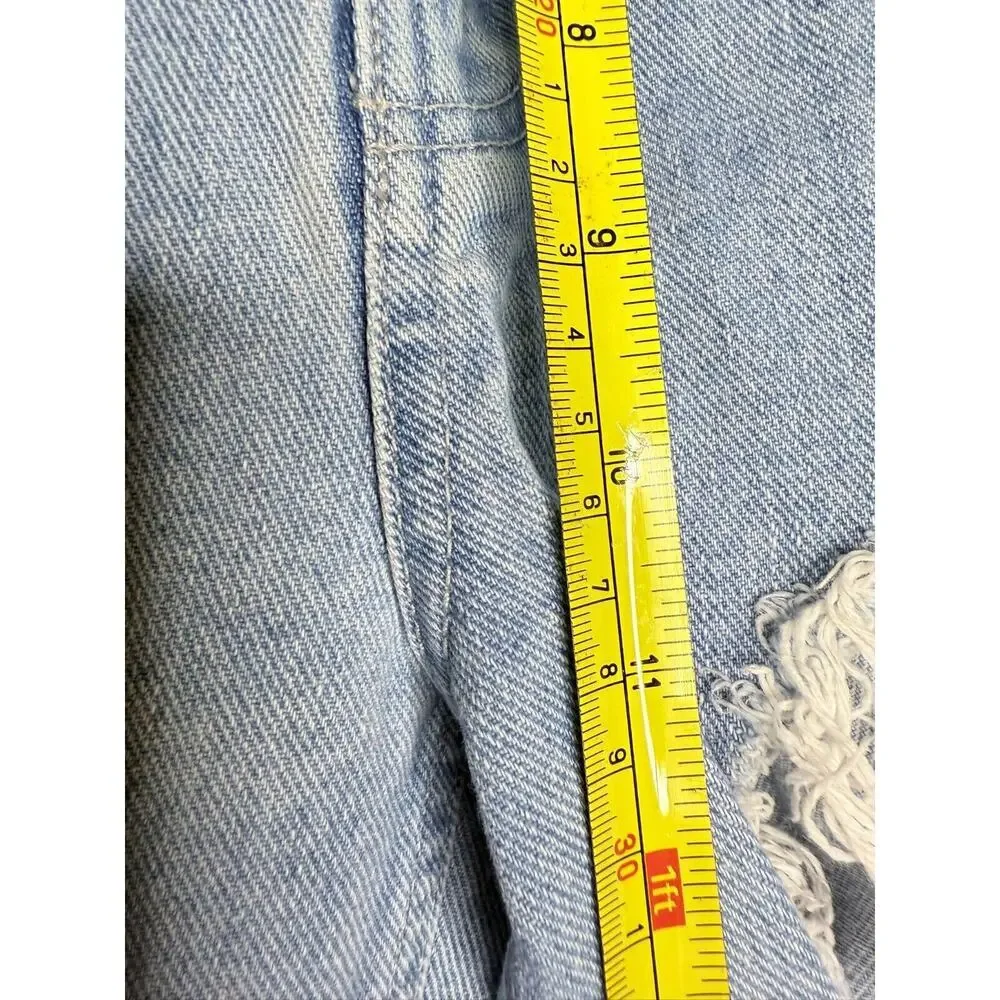 BDG 26x27 High Rise Baggy Blue Distress Jeans Button Zip Straight Flare Button - Picture 14 of 14